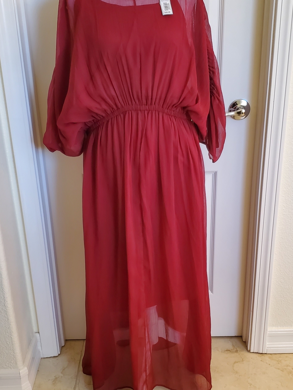 Prologue Burgundy Red Chiffon Maxi Dress